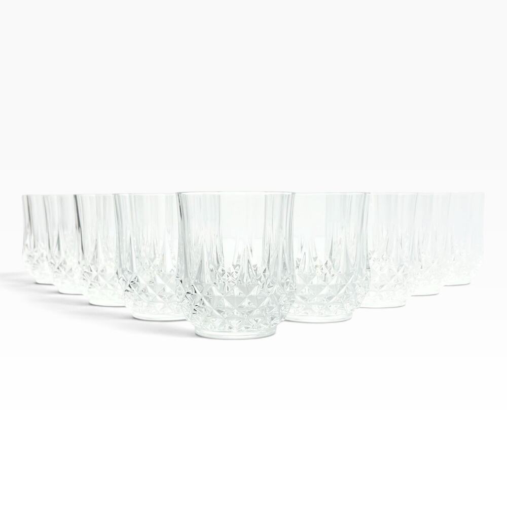 Cristal d’Arques “Longchamp” 9 Crystal Old Fashioned Tumbler Glasses 3.75” 10oz